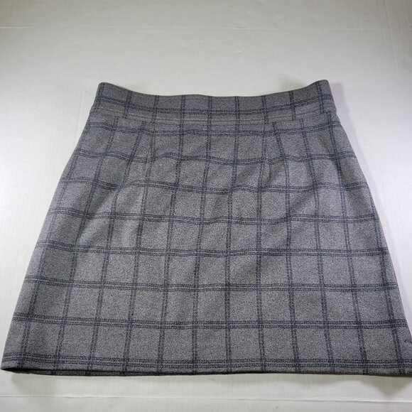 Loft Petite Gray Plaid Workwear Mini Skirt With Front Pockets Classic Size M - Picture 4 of 7